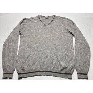 7 Seven For All Mankind Sweater Mens Medium Cashmere V Neck Pullover Grey Stripe